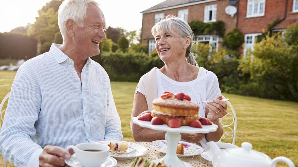 Afternoon tea couple at table